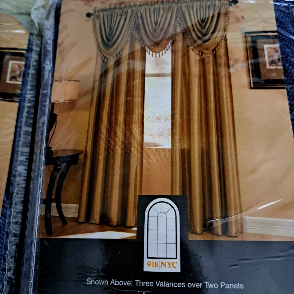 2 Fortune One Waterfall Valance Slate/Blue 36in W ×26 in L